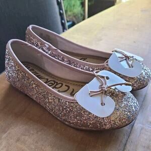 Sam Edelman Girl Kids Ballet Flat Shoes Felicia Mini Champagne Glitter Size 12M‎